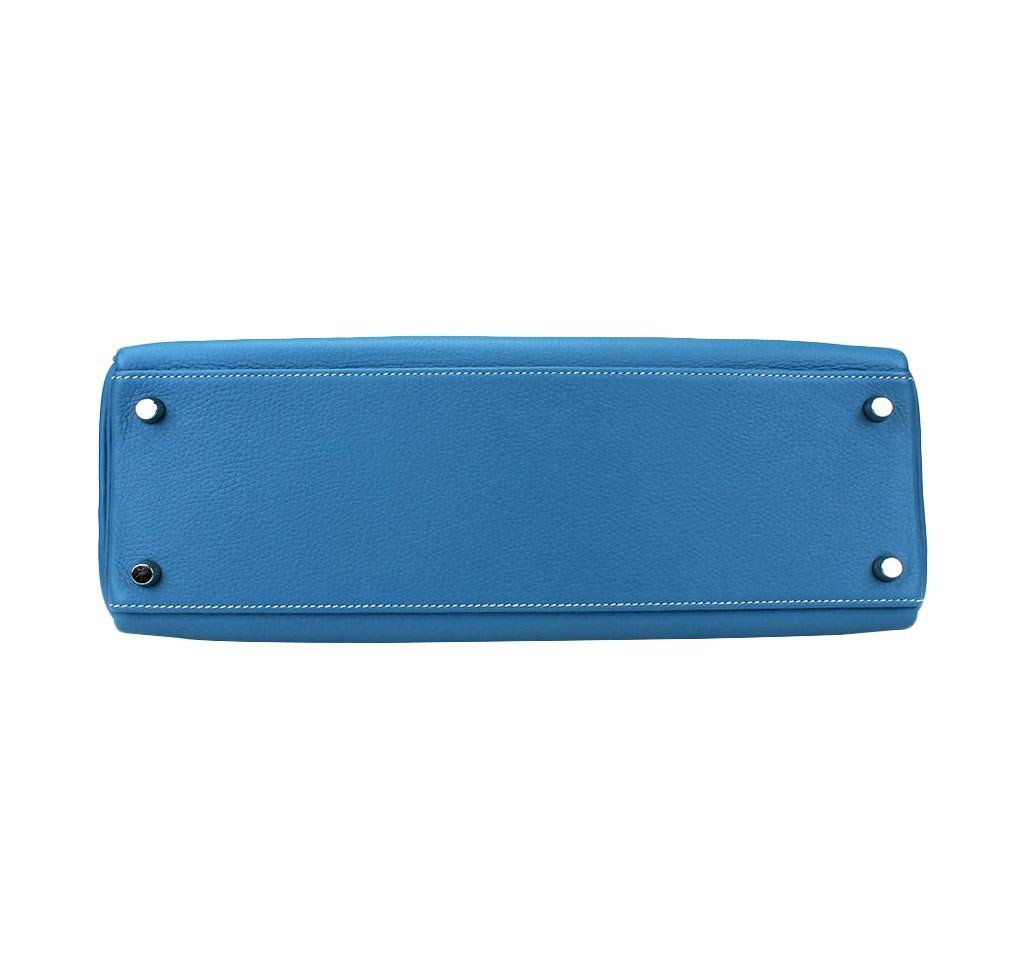 Hermès Kelly 32 Blue Jean Bag PHW