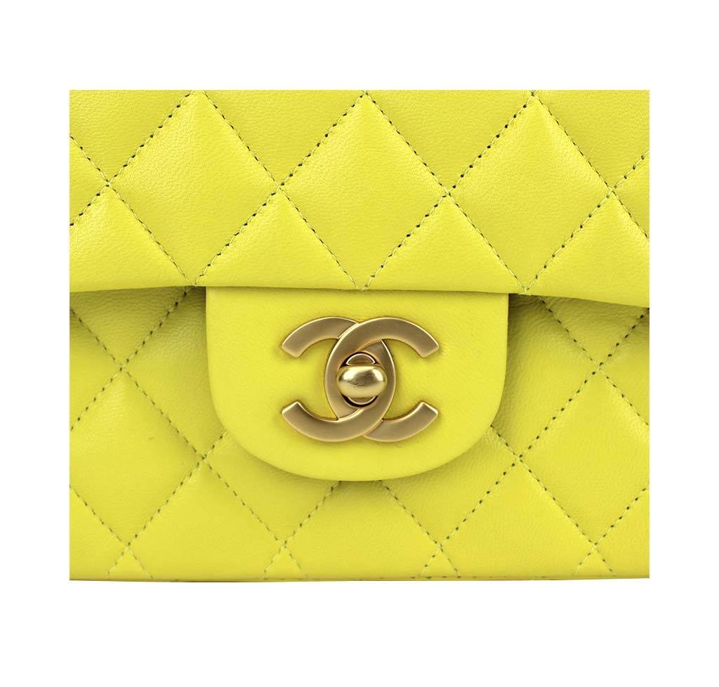 Chanel Shoulder Bag Yellow GHW