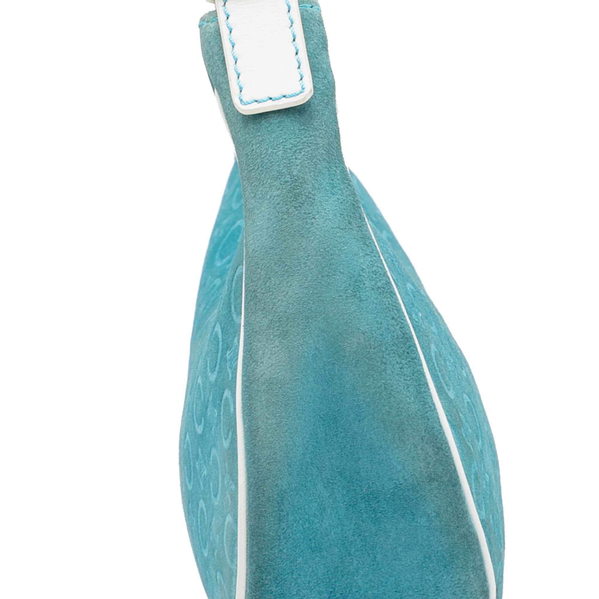 Celine Blue Suede and White Leather Trim C Macadam Vintage Hobo Bag
