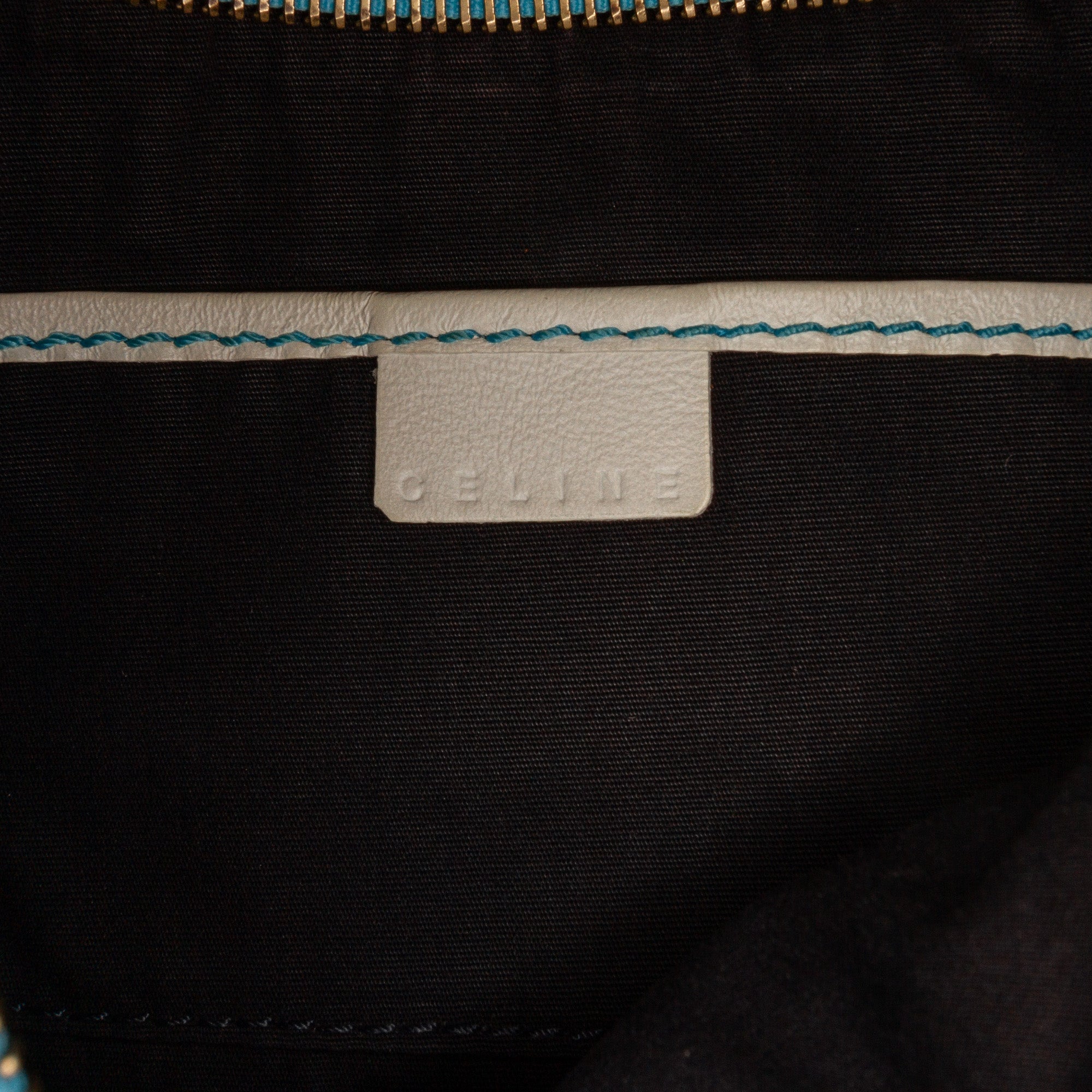 Celine Blue Suede and White Leather Trim C Macadam Vintage Hobo Bag