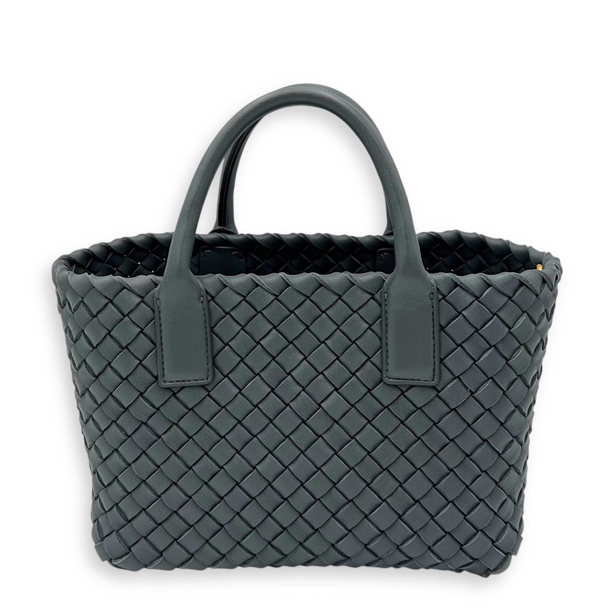 Cabat Top Handle Bag Grey in Lambskin, Silver hardware