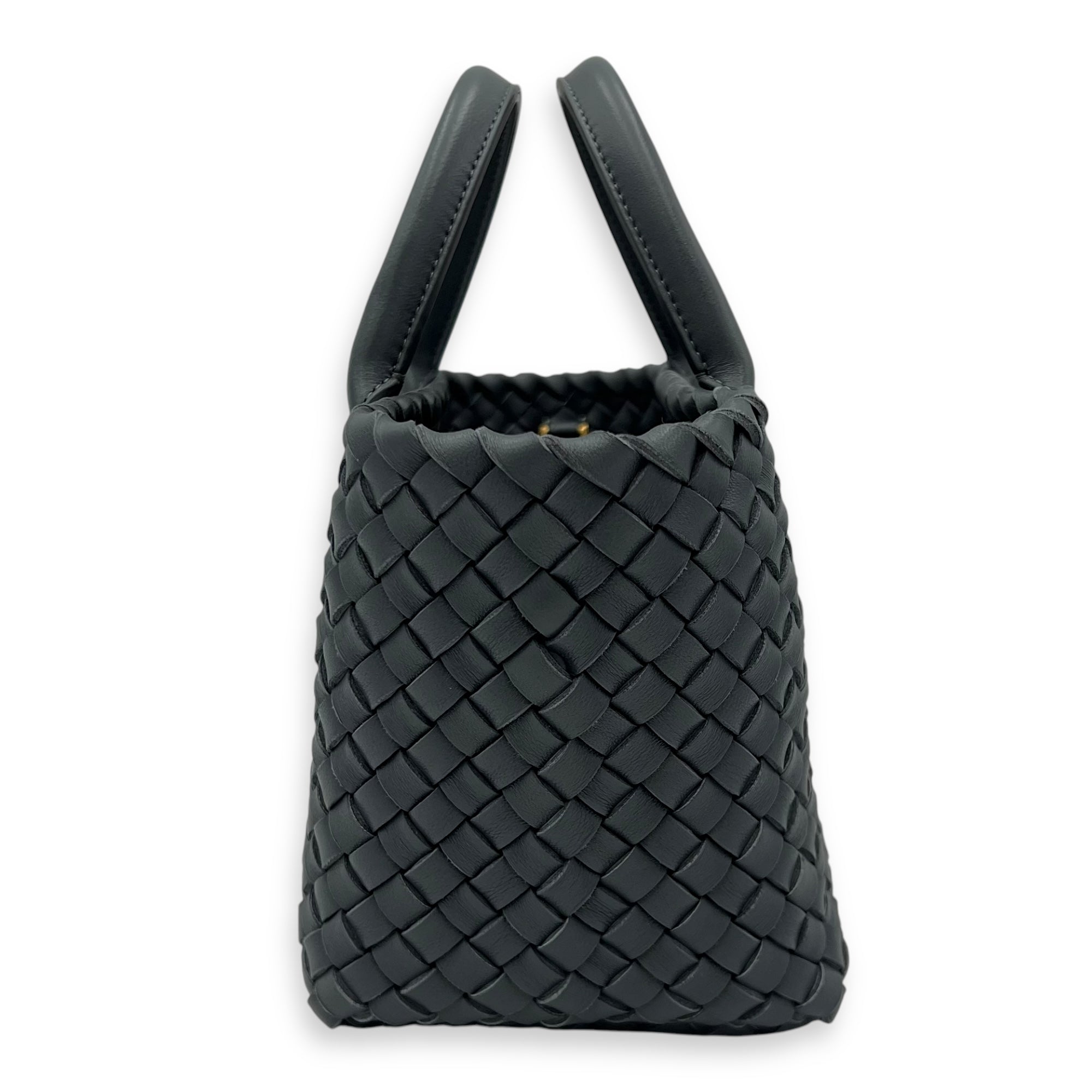 Cabat Top Handle Bag Grey in Lambskin, Silver hardware