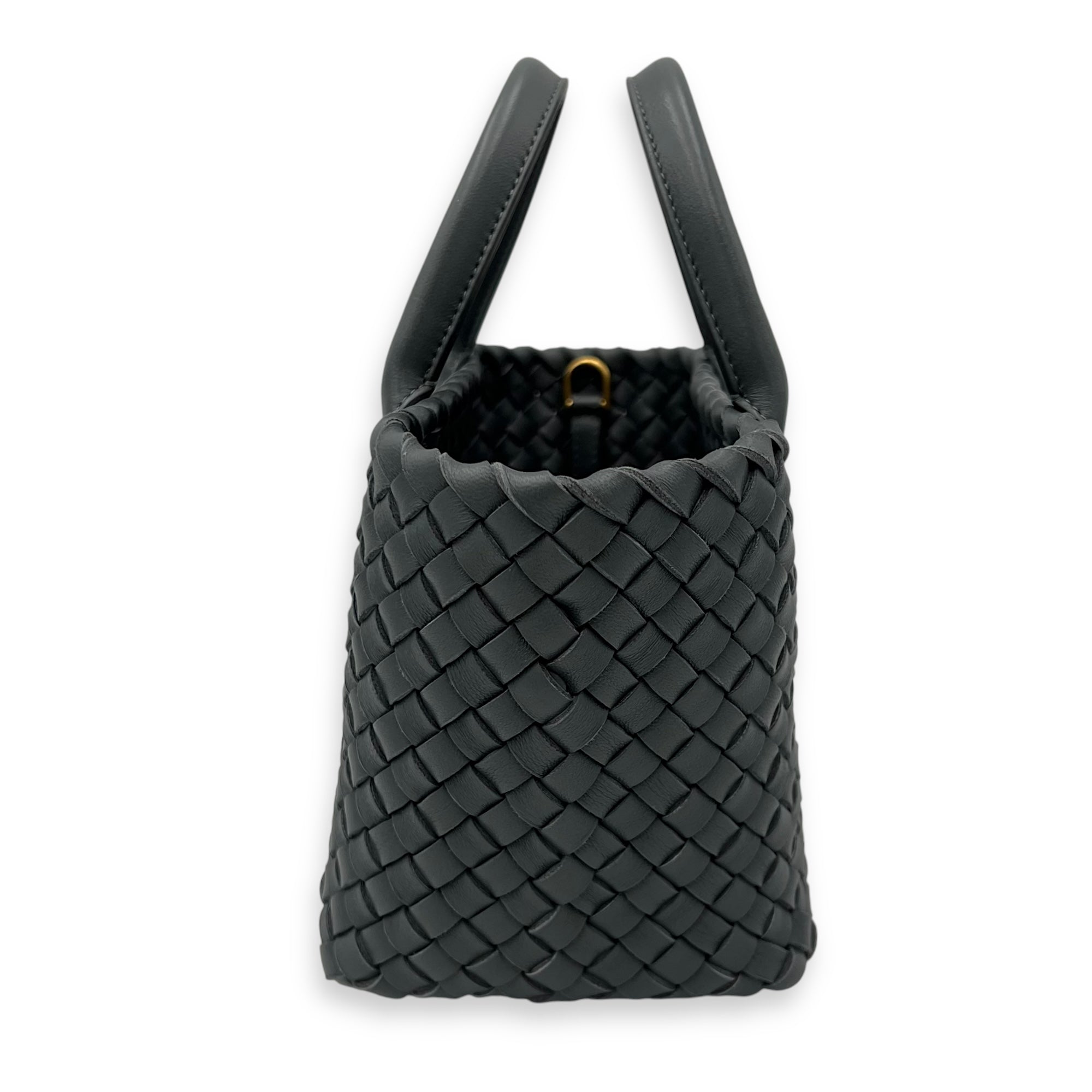Cabat Top Handle Bag Grey in Lambskin, Silver hardware