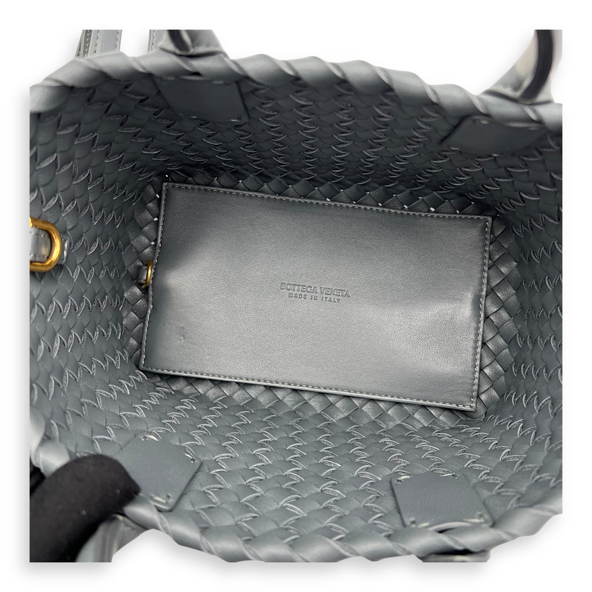 Cabat Top Handle Bag Grey in Lambskin, Silver hardware