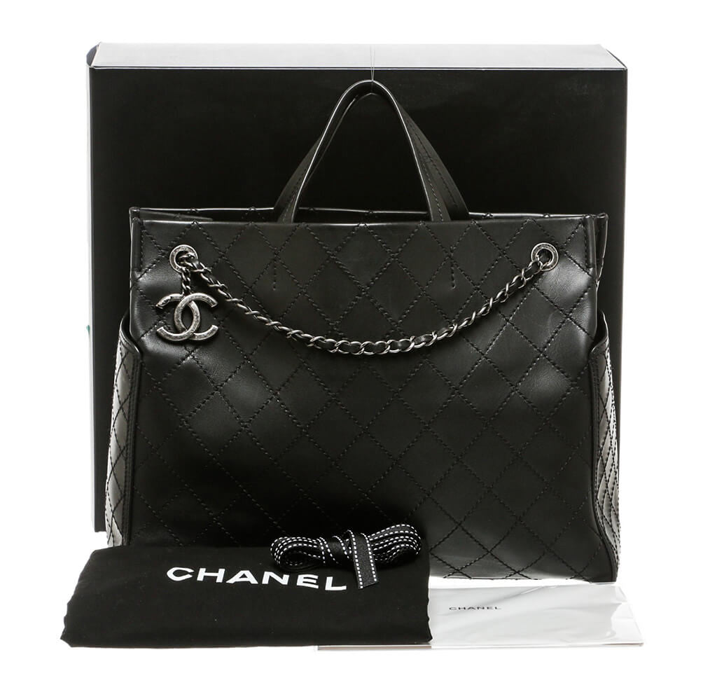 Chanel Small Shopping Tote Bag Black SHW