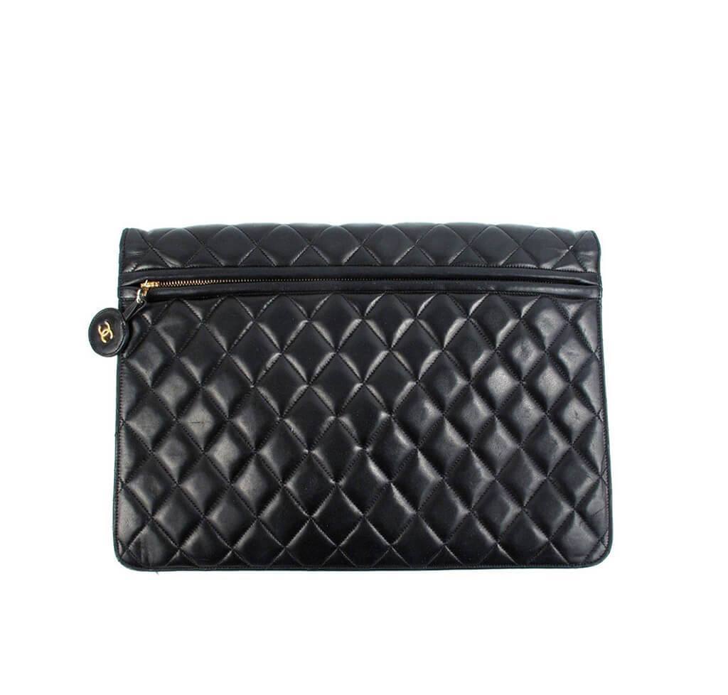 Chanel Bag Maxi Shoulder Black Lambskin Leather