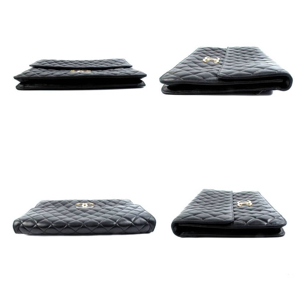 Chanel Bag Maxi Shoulder Black Lambskin Leather