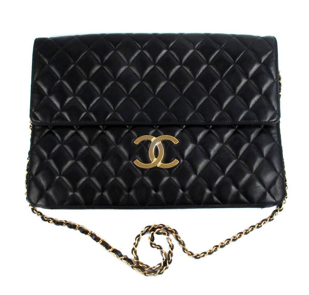 Chanel Bag Maxi Shoulder Black Lambskin Leather