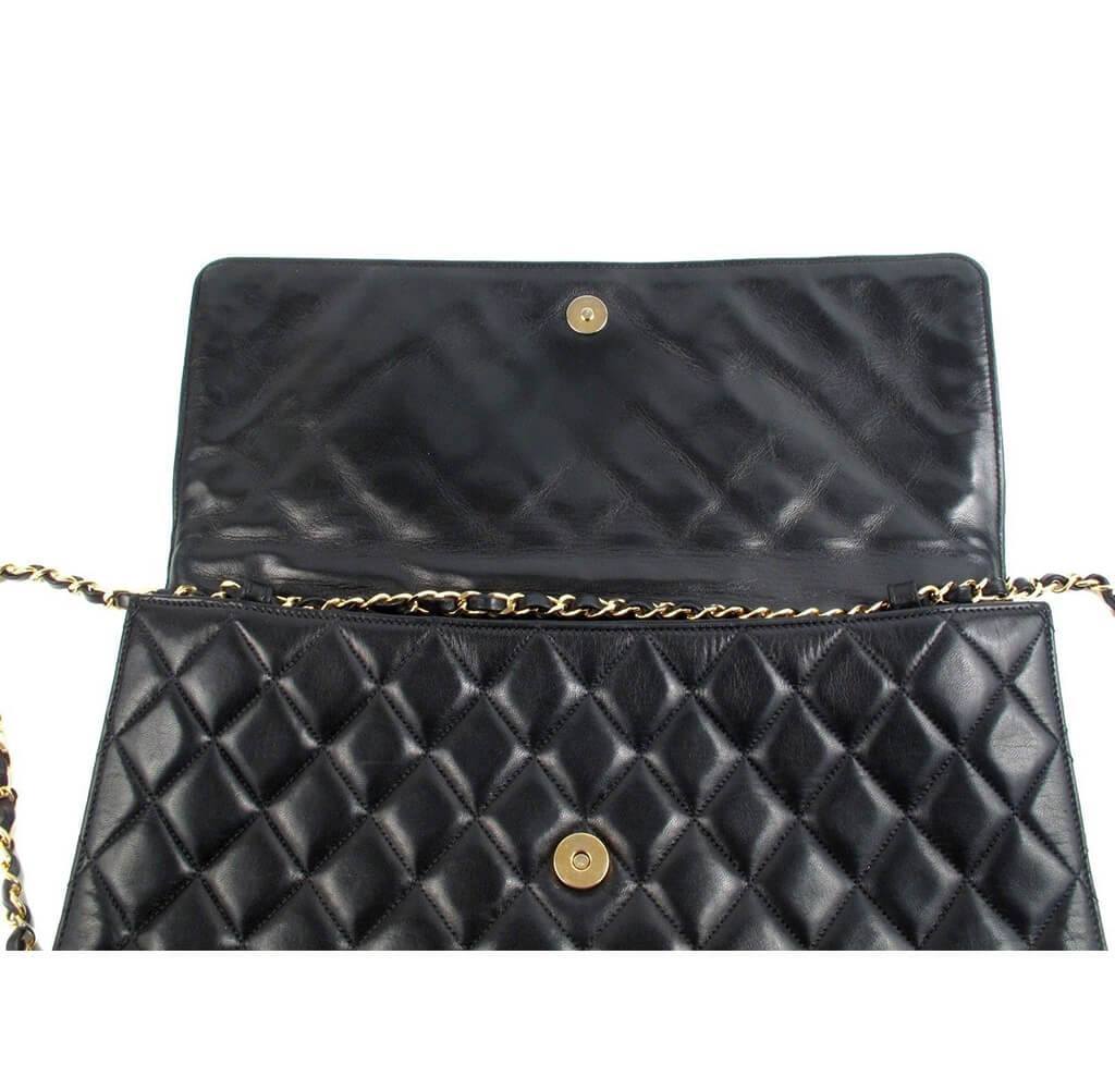 Chanel Bag Maxi Shoulder Black Lambskin Leather