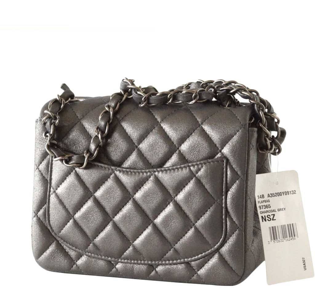 Chanel Mini Square Flap Bag Charcoal Gray