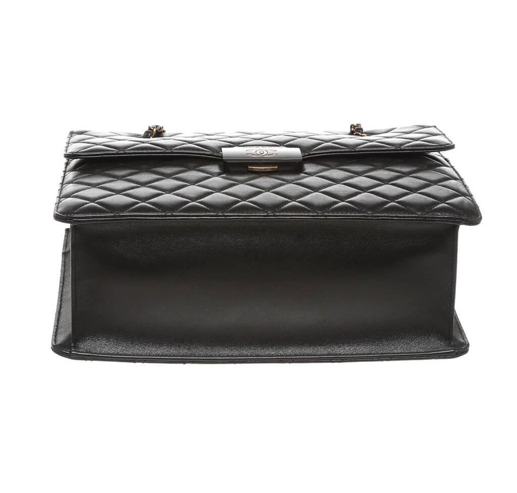 Chanel Quilted Tote Bag Black Lambskin