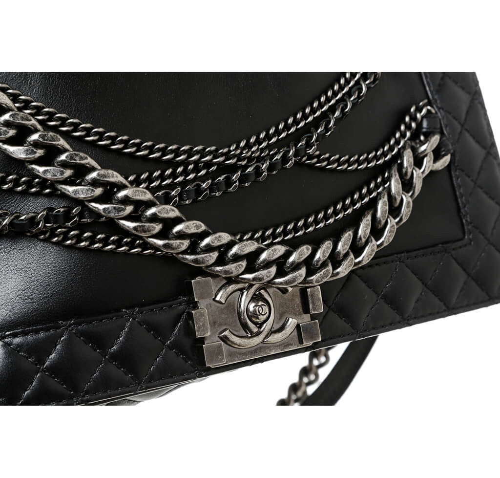 Chanel Enchained Boy Bag Black SHW