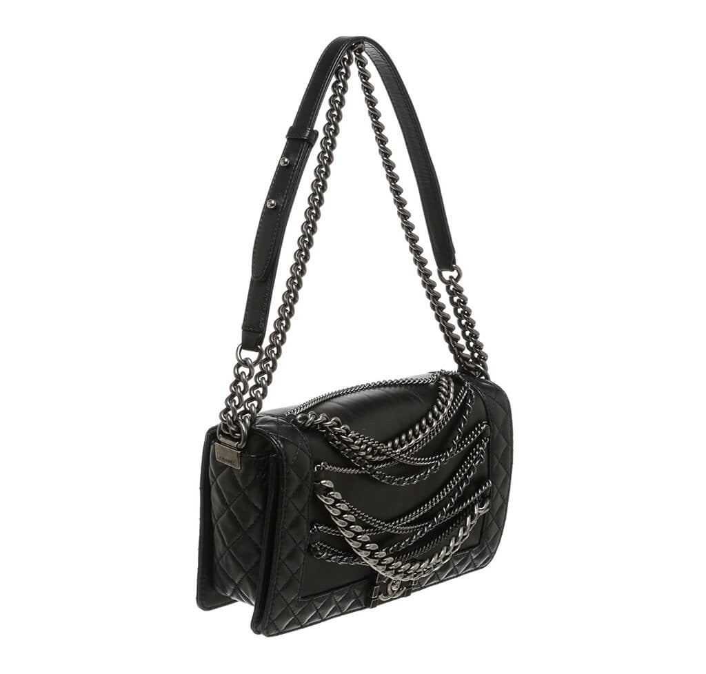 Chanel Enchained Boy Bag Black SHW