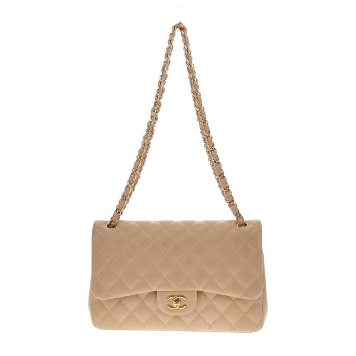 Chanel Beige Lambskin Jumbo Classic Double Flap 2010/11