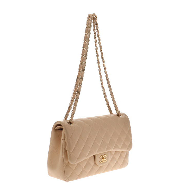 Chanel Beige Lambskin Jumbo Classic Double Flap 2010/11