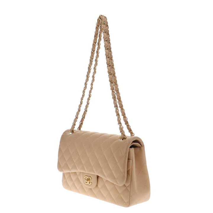 Chanel Beige Lambskin Jumbo Classic Double Flap 2010/11