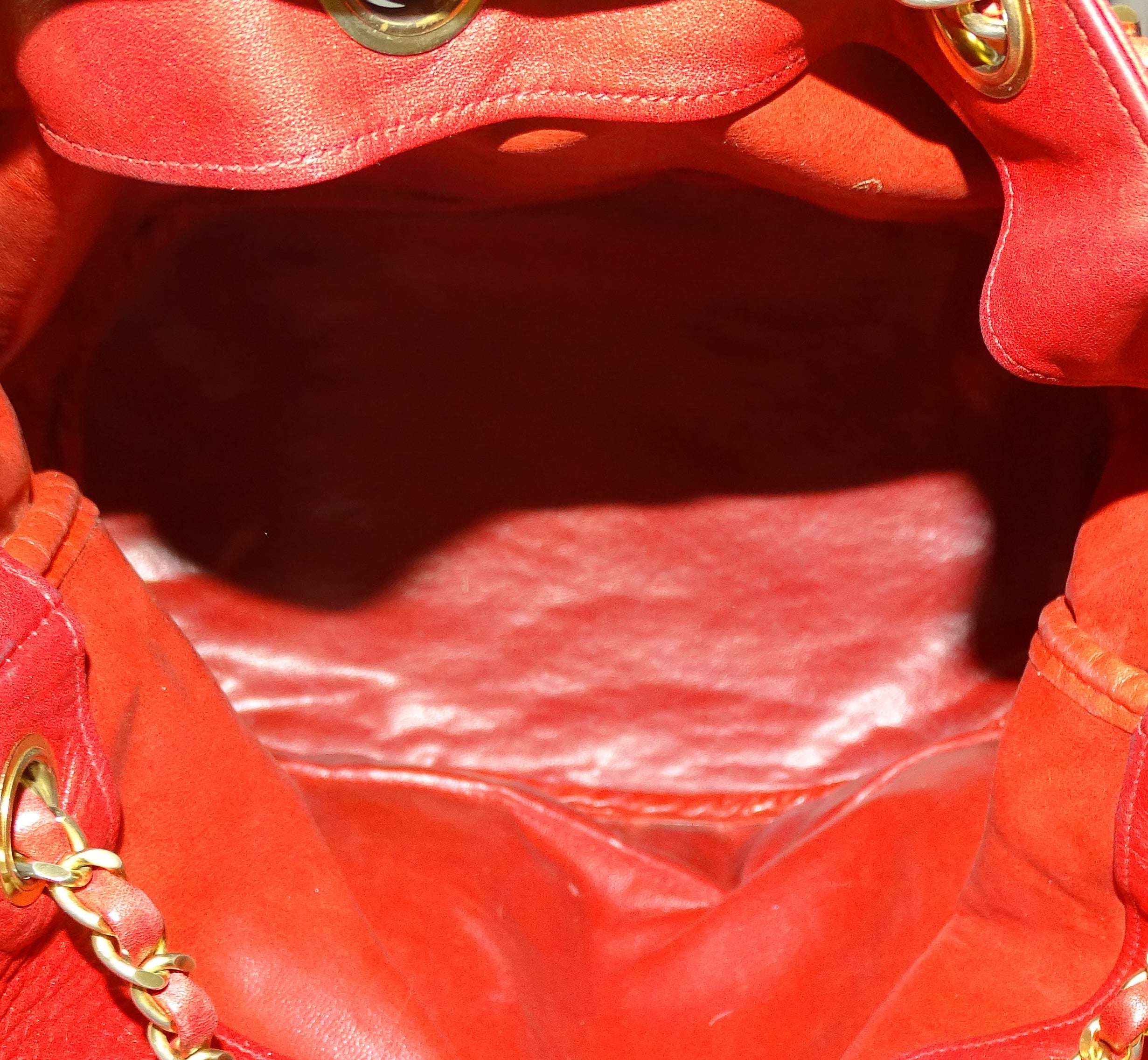 Chanel Vintage Bucket Drawstring Bag Red