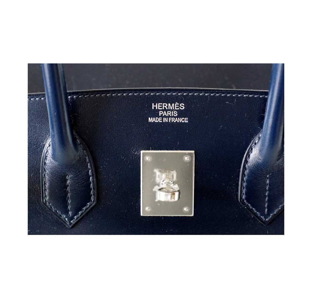 Hermès Birkin 35 Bleu Marine Box Leather Bag