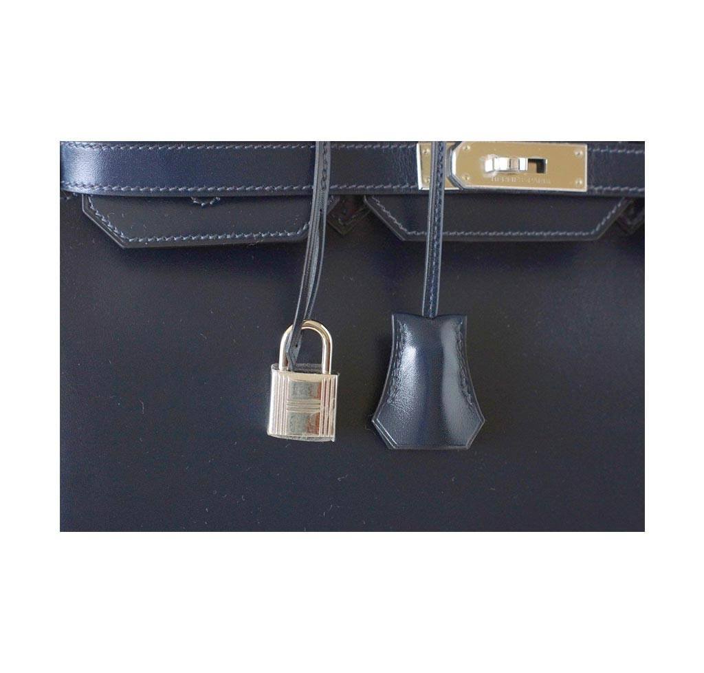 Hermès Birkin 35 Bleu Marine Box Leather Bag
