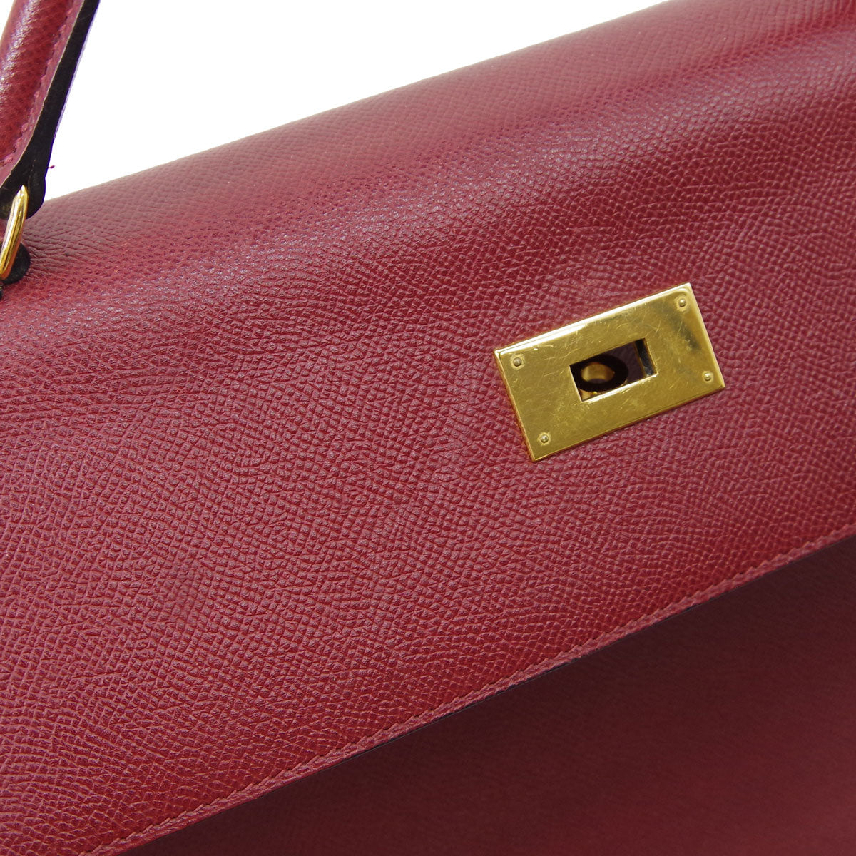 Hermes 1992 Rouge H Courchevel Kelly 40 Retourne Handbag