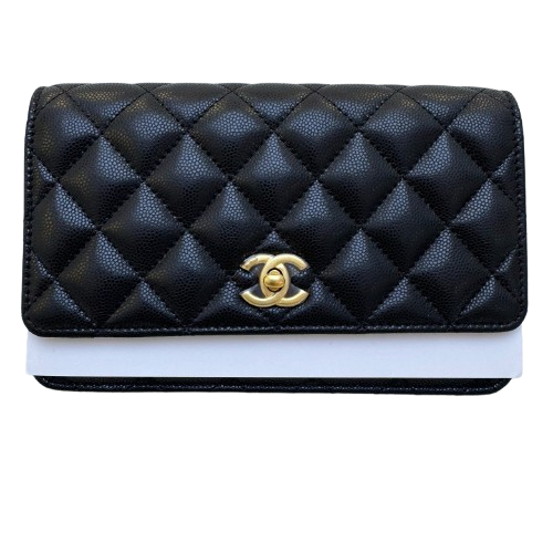 2024 Chanel wallet on chain WOC black caviar gold hardware