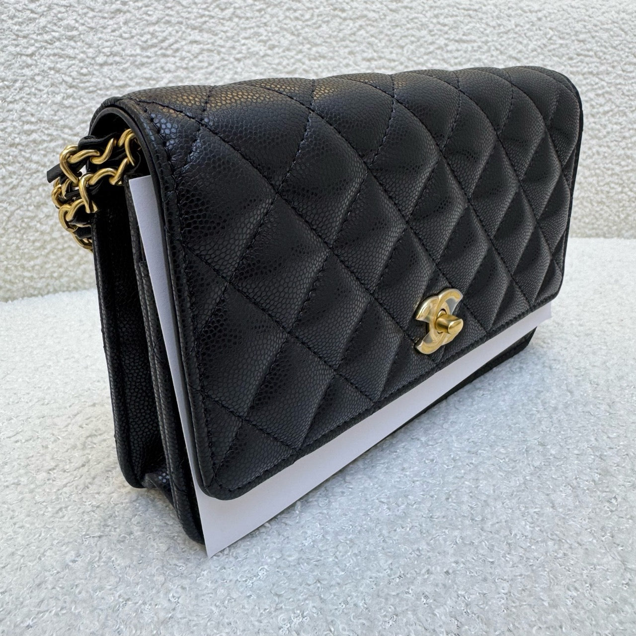 2024 Chanel wallet on chain WOC black caviar gold hardware