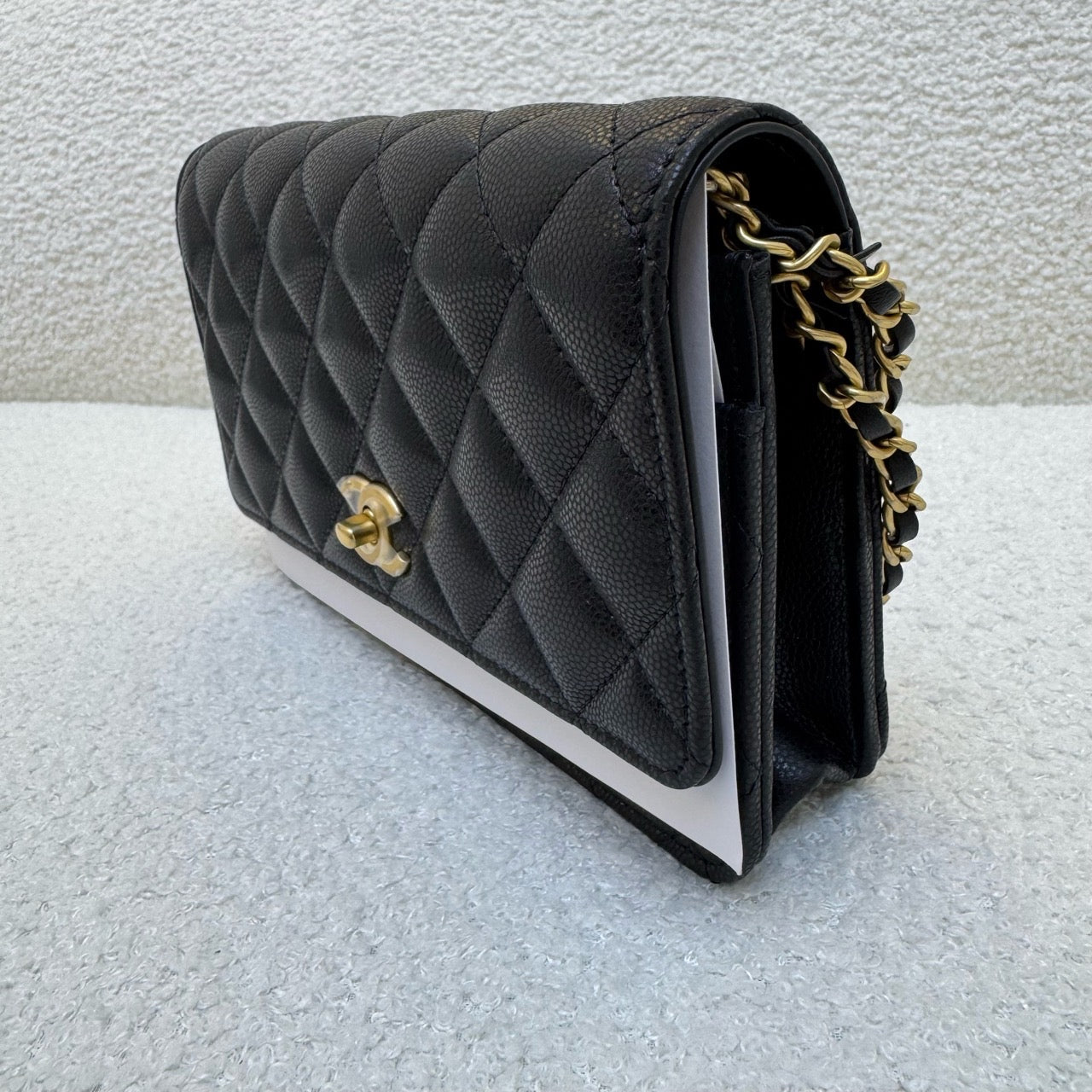 2024 Chanel wallet on chain WOC black caviar gold hardware
