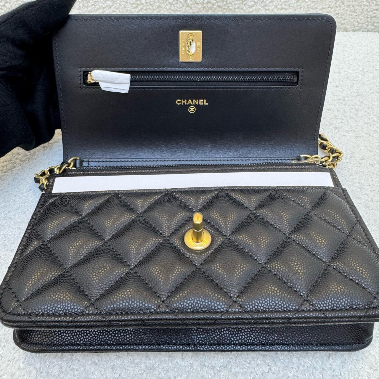 2024 Chanel wallet on chain WOC black caviar gold hardware