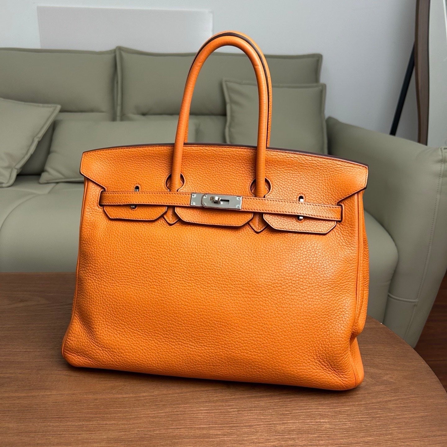 2009 Hermès Birkin 35 Orange handbag natural leather ◻︎M stamp