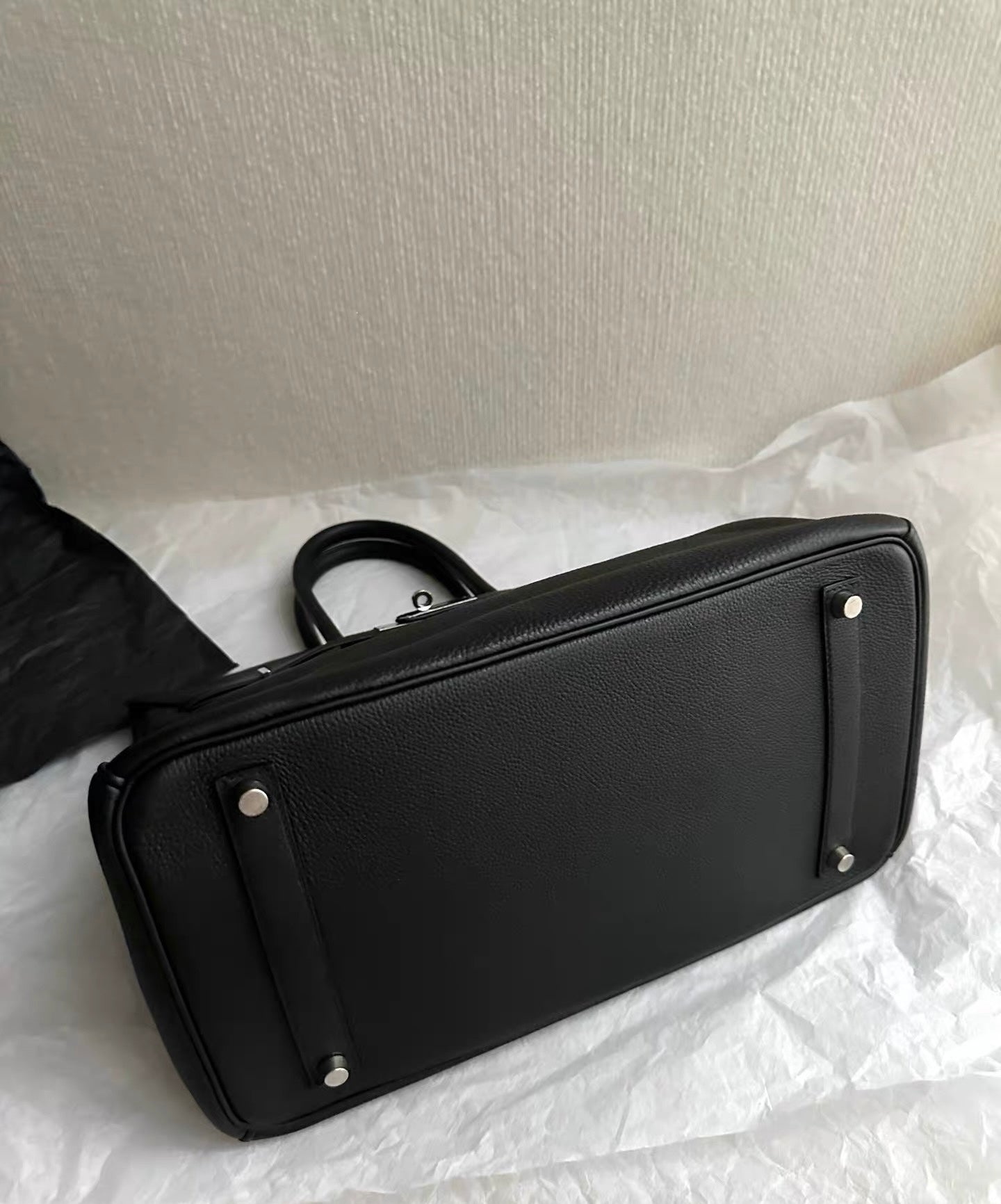 2001 Hermes ◻︎E stamp Black Silver Taurillon Clemence Leather Birkin 35 Handbag