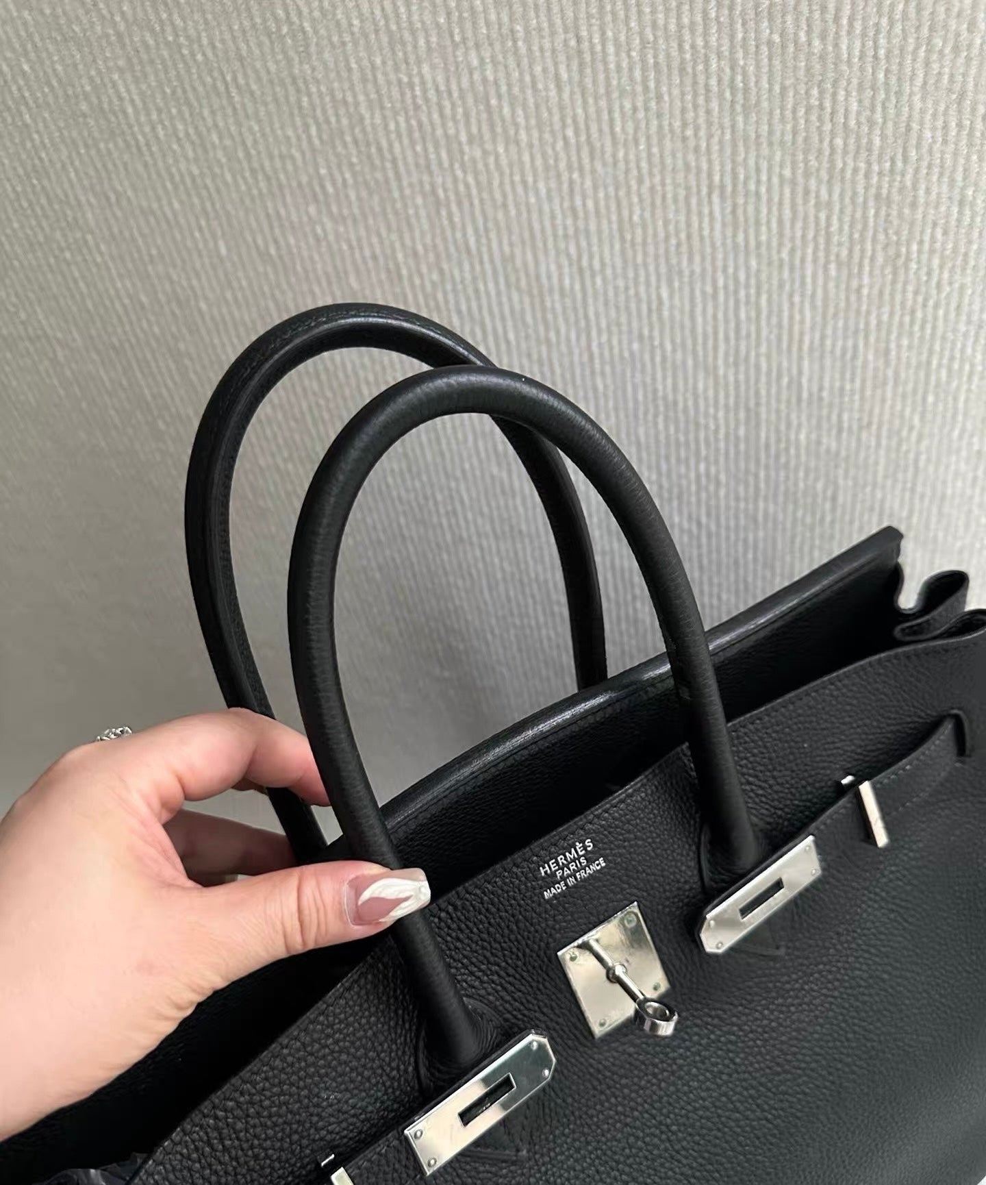 2001 Hermes ◻︎E stamp Black Silver Taurillon Clemence Leather Birkin 35 Handbag