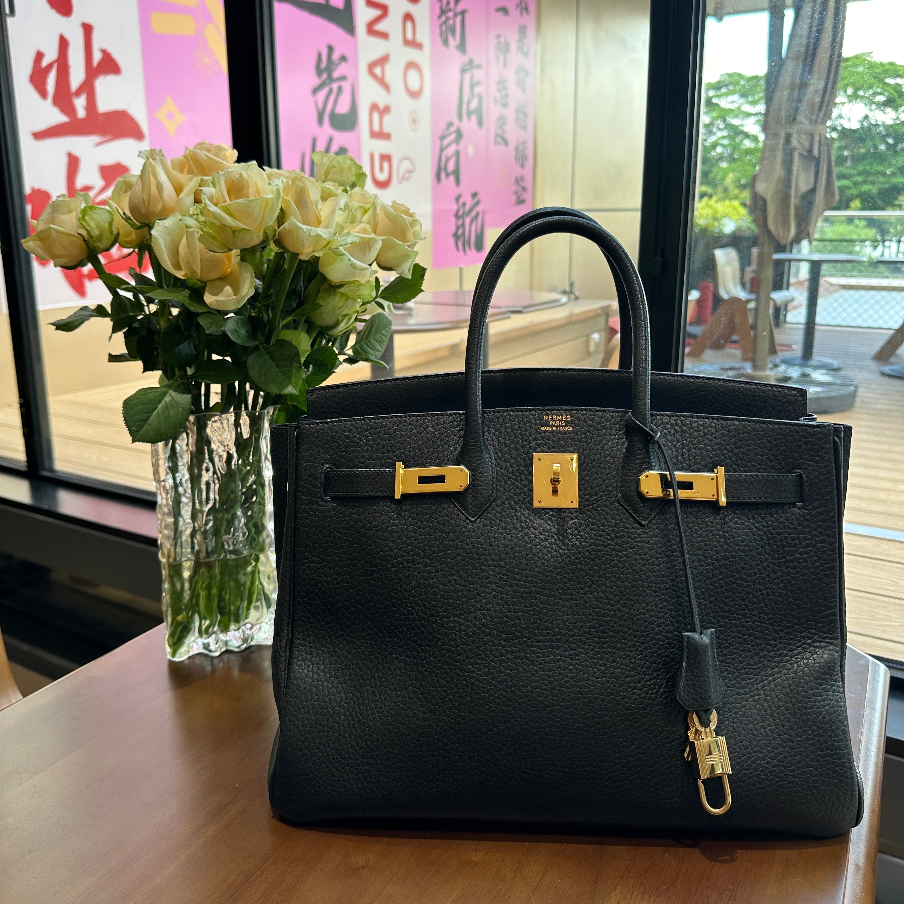 1966 Hermes BK Birkin 35 Black Gold Bag Black Gold BK