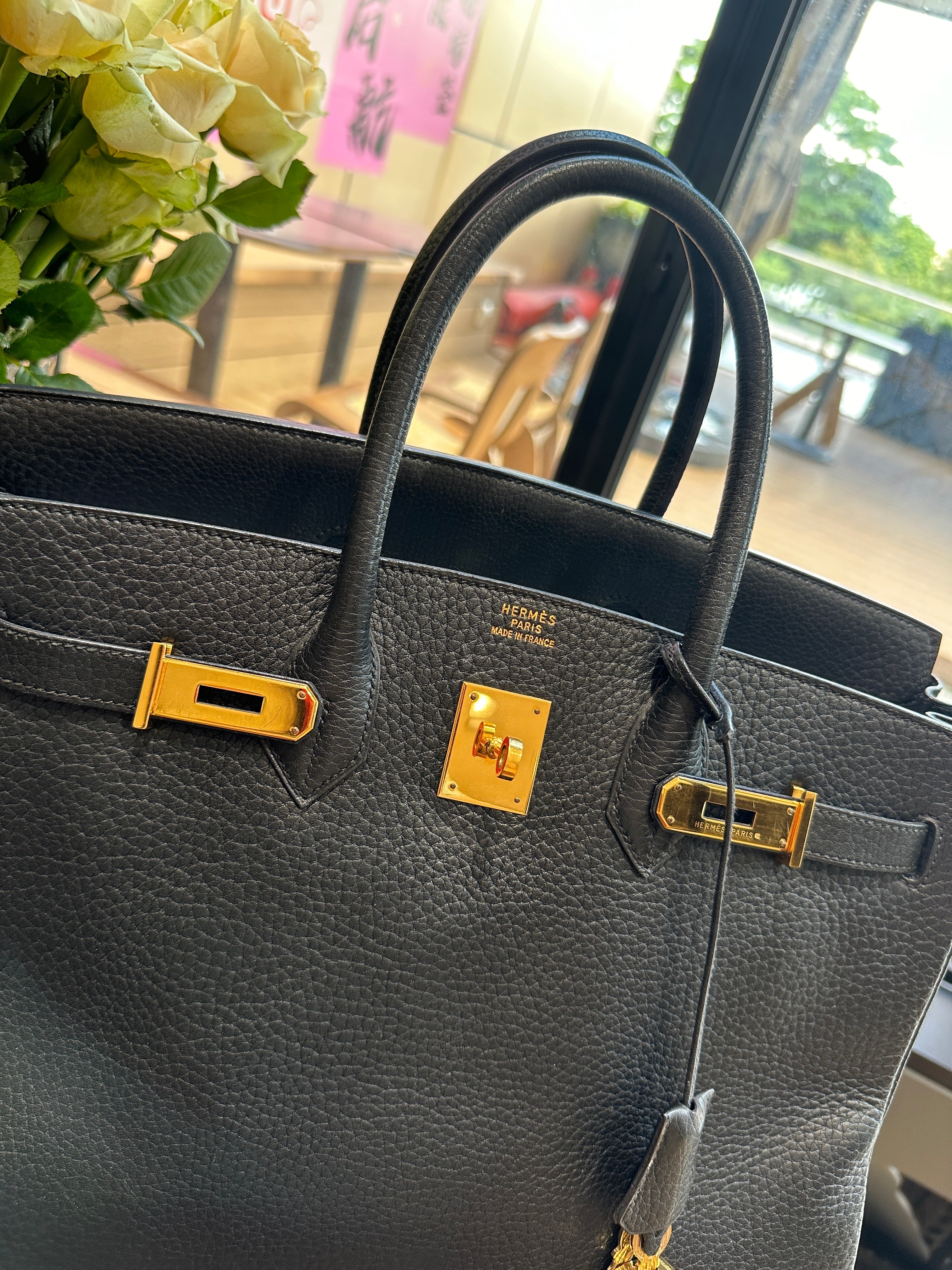 1966 Hermes BK Birkin 35 Black Gold Bag Black Gold BK