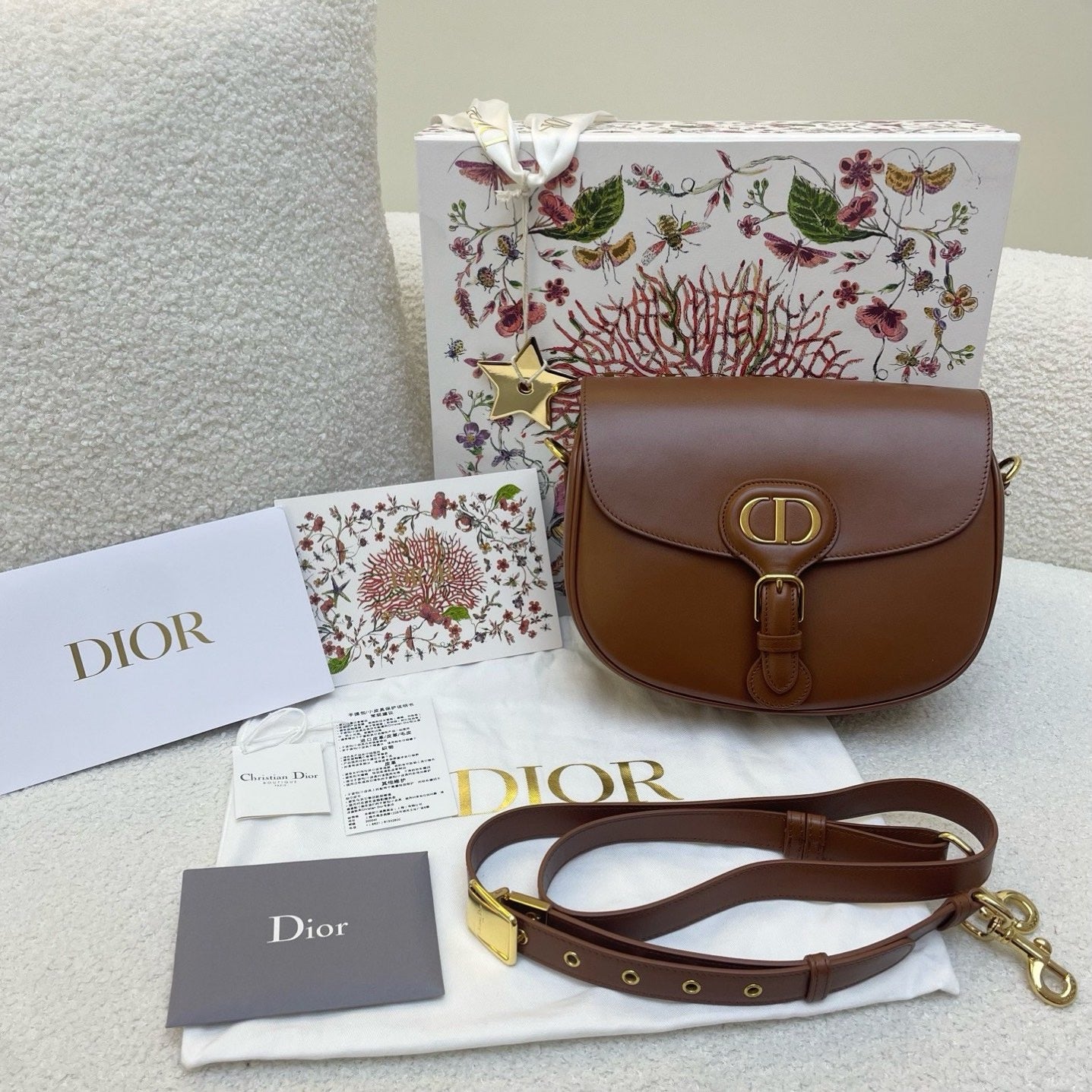 DIOR Dior Bobby Caramel Gold Buckle Saddle Pig Bag Single Shoulder Crossbody Bag