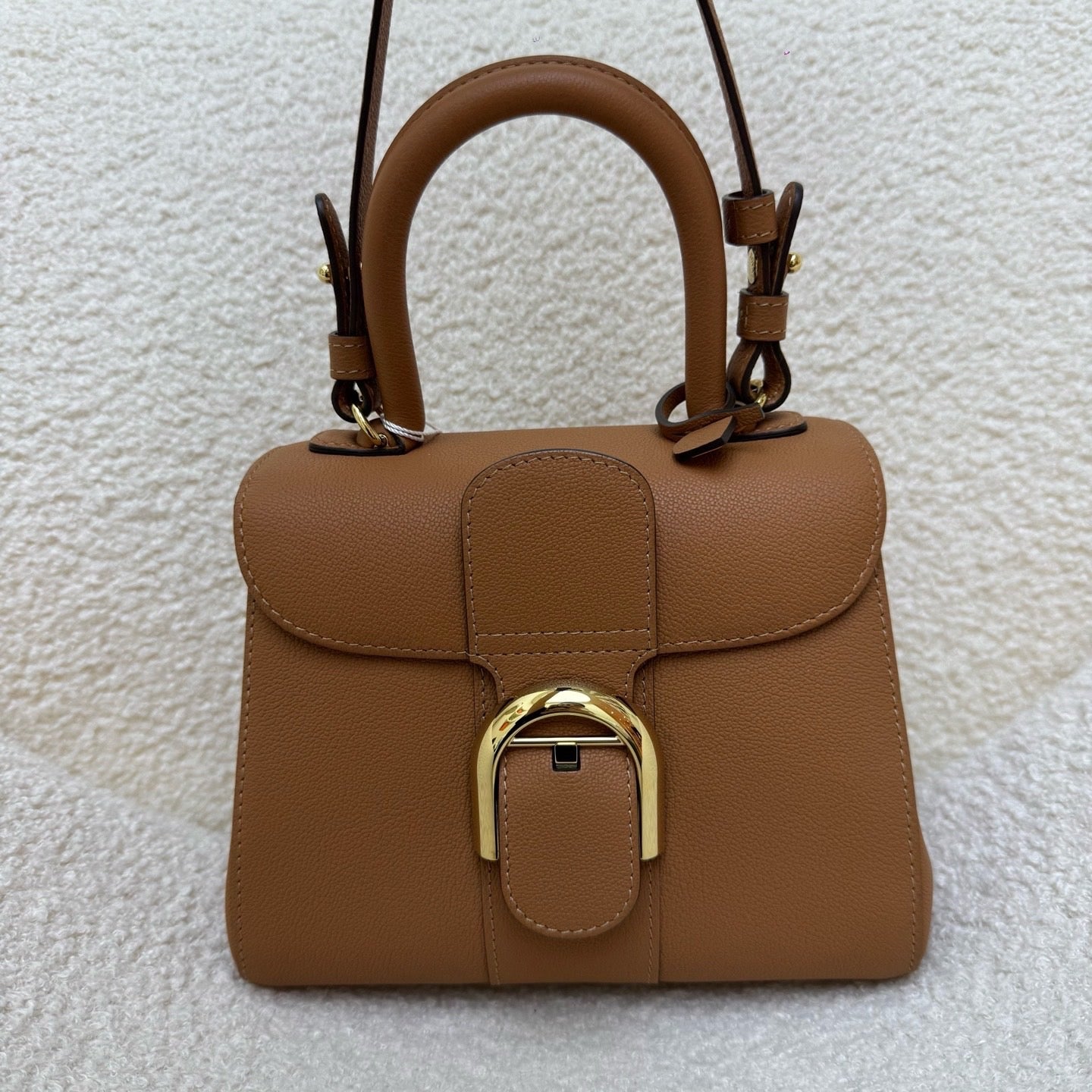 Delvaux Mini Brillant Gold Brown Gold Buckle Handheld Shoulder Bag