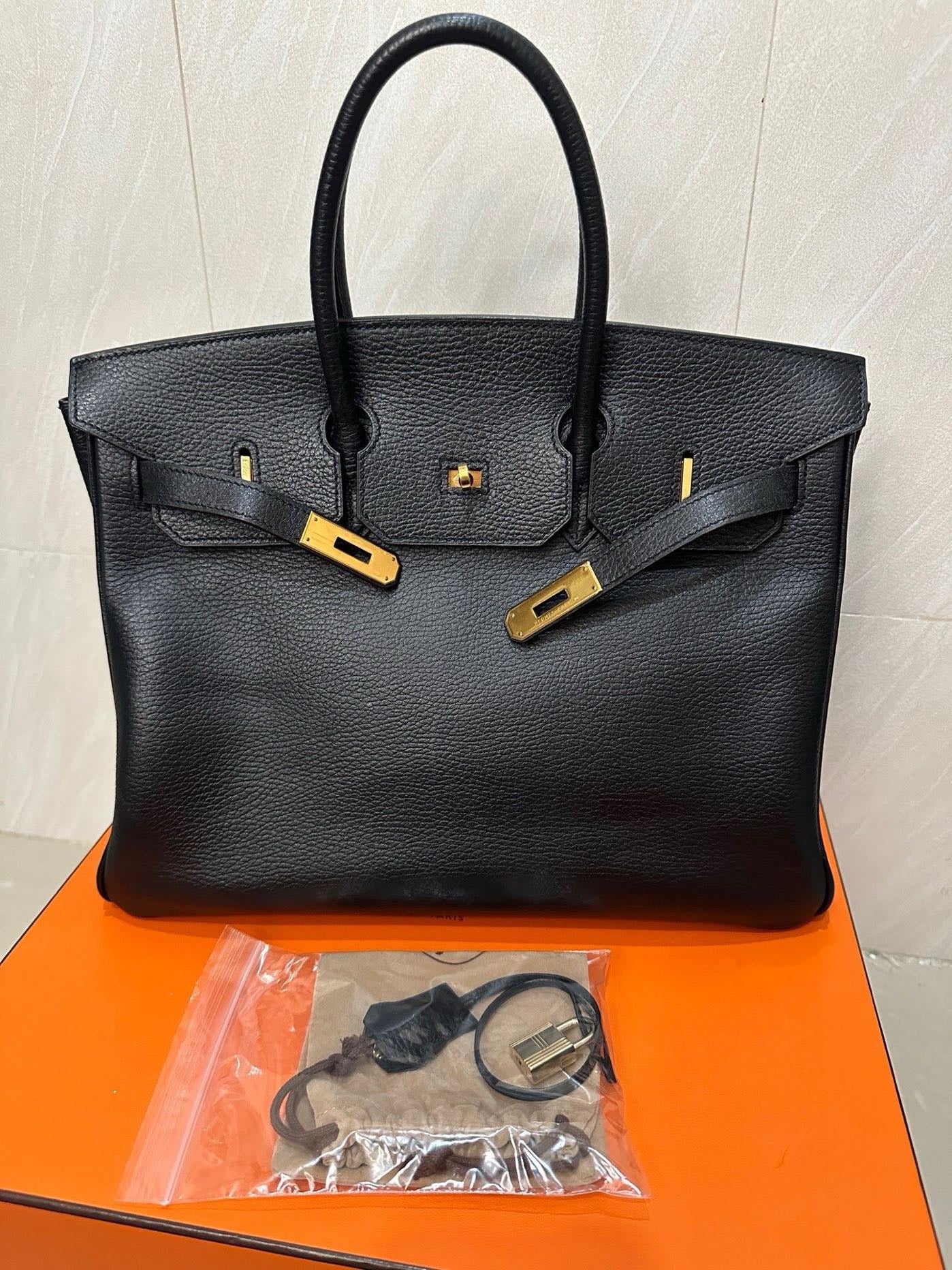 2001 Hermes BK Birkin 35 Black Gold Bag Black Gold BK