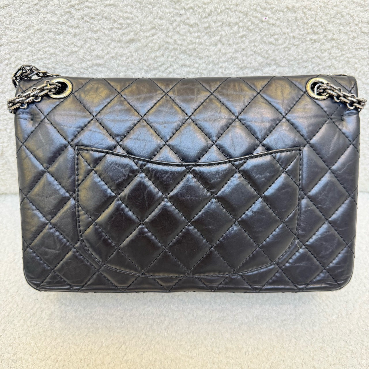 Chanel 2.55 Black Silver Medium Flag Bag