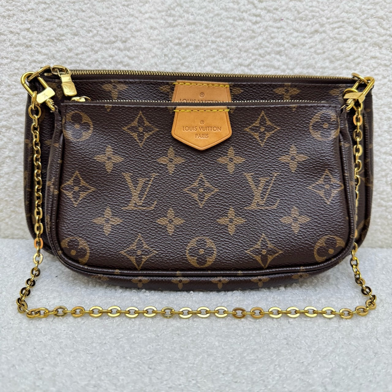Louis Vuitton Monogram Multi Pochette Bag with Green Shoulder Strap