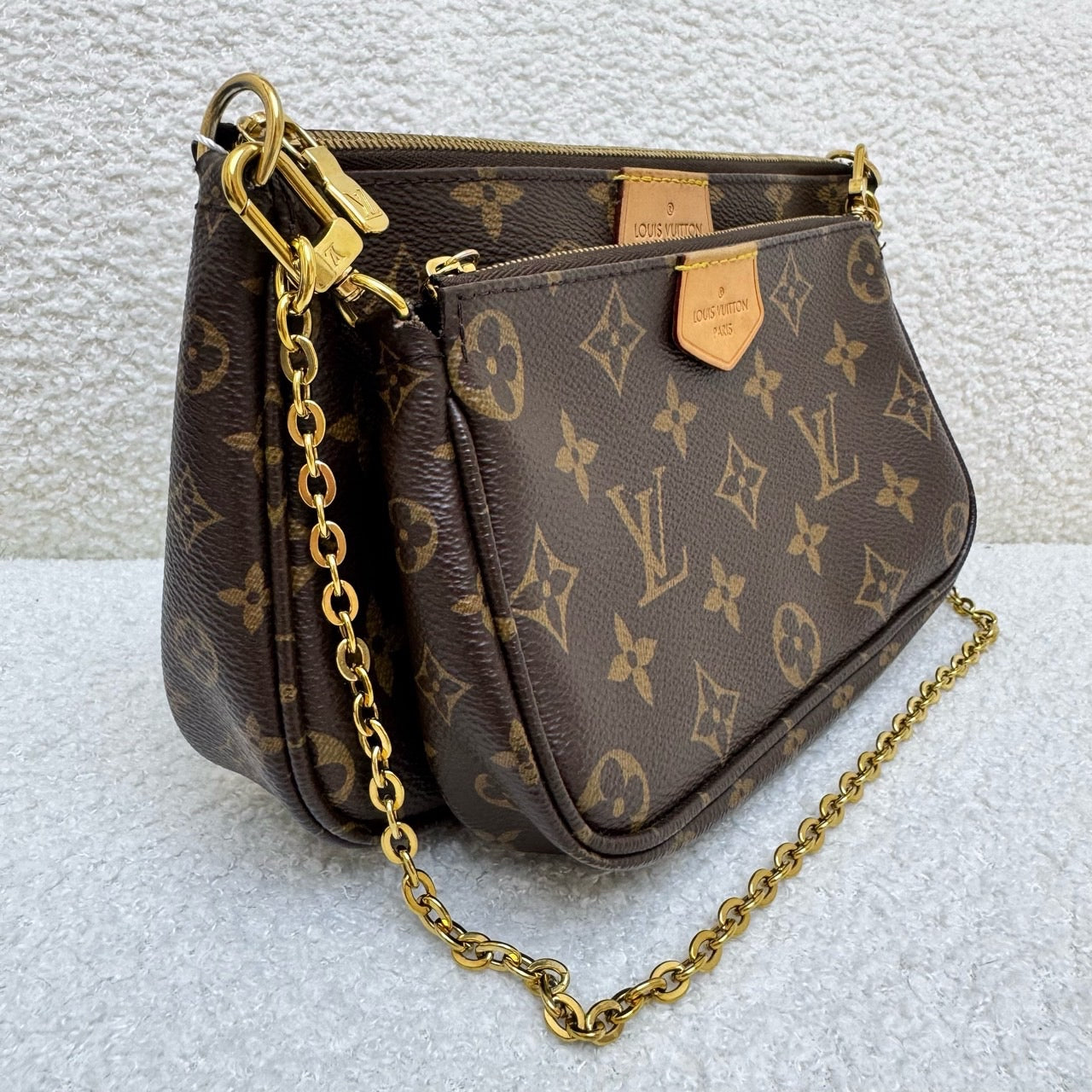 Louis Vuitton Monogram Multi Pochette Bag with Green Shoulder Strap