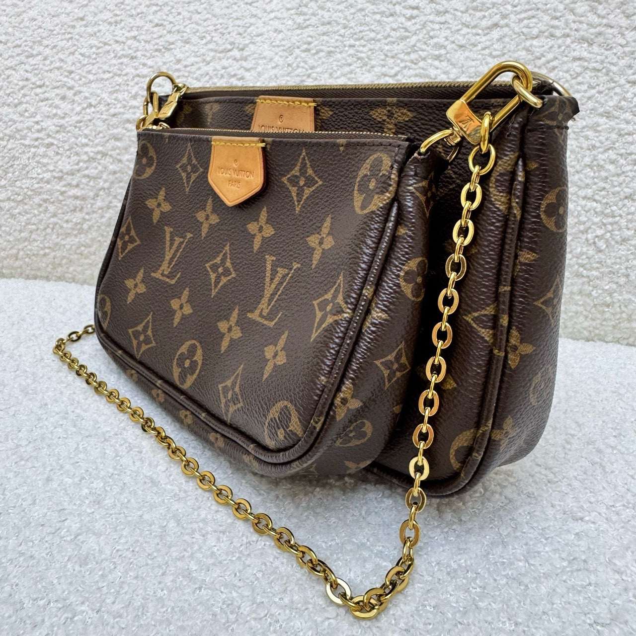 Louis Vuitton Monogram Multi Pochette Bag with Green Shoulder Strap