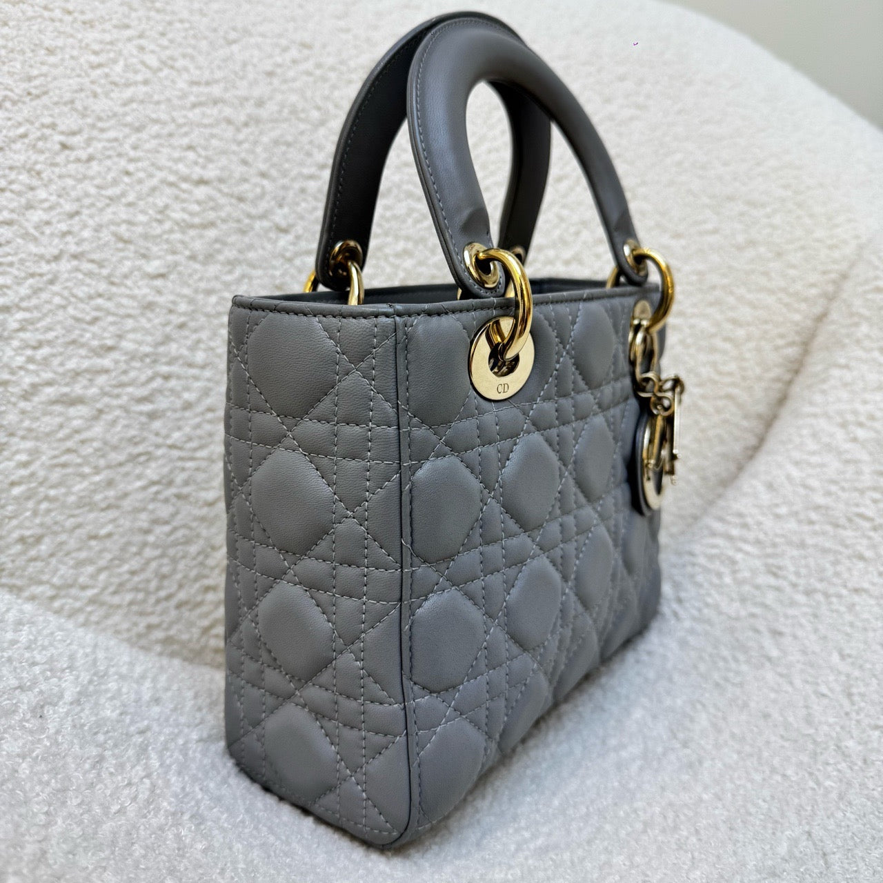 Dior Lady Dior Medium Grey Cannage Bag (4 Grids)
