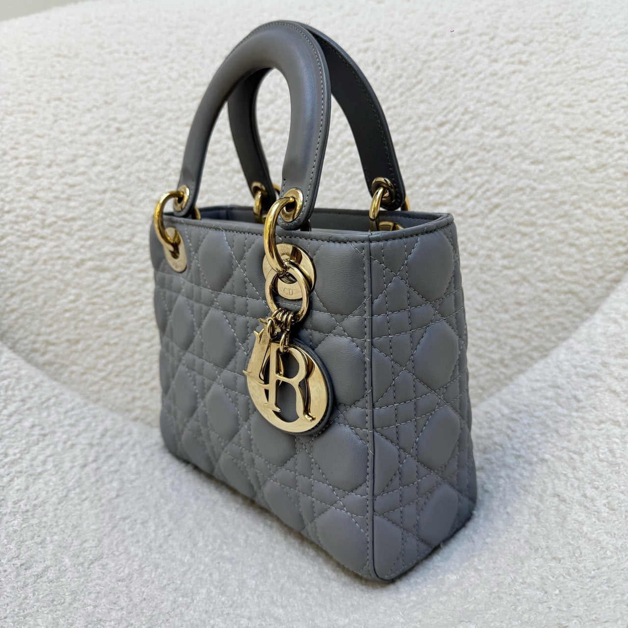 Dior Lady Dior Medium Grey Cannage Bag (4 Grids)