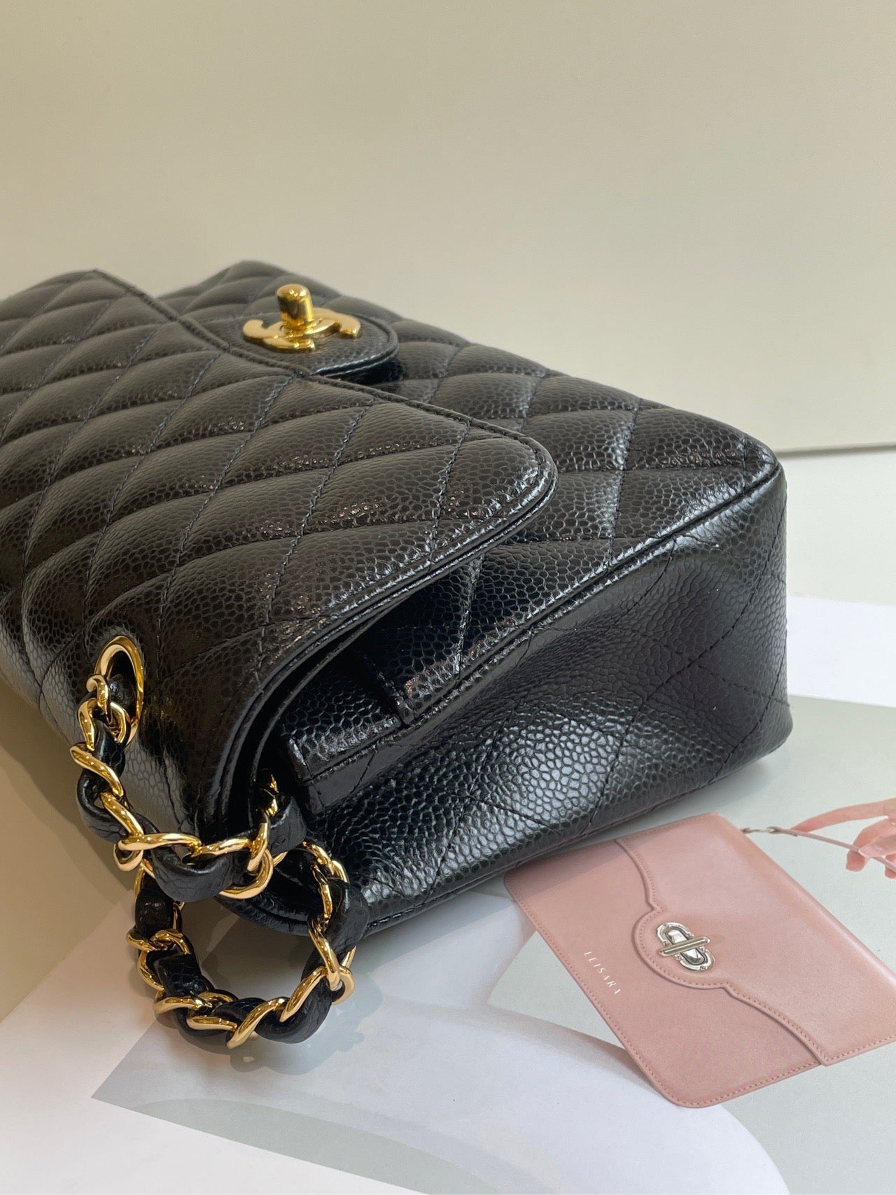 Chanel Small Classic Flap Black Caviar Leather with Gold Hardware