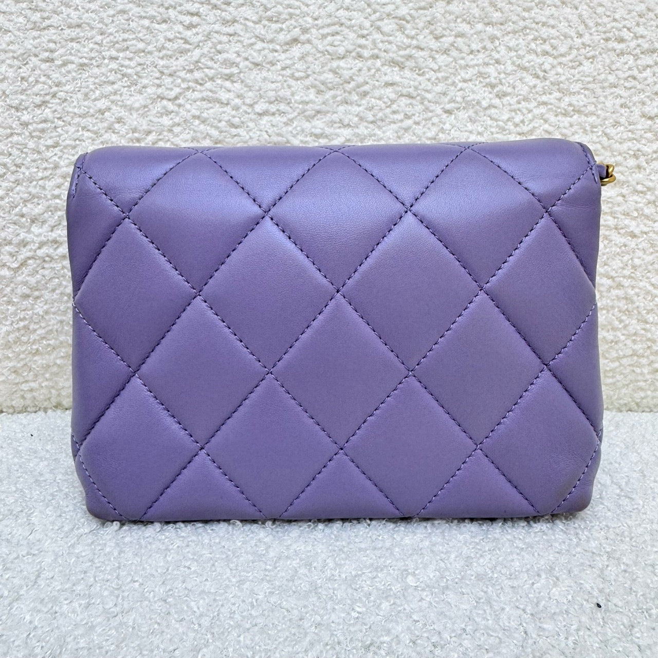 Chanel Mini Square Flap Bag – Purple with Letter Chain, Microchip Version