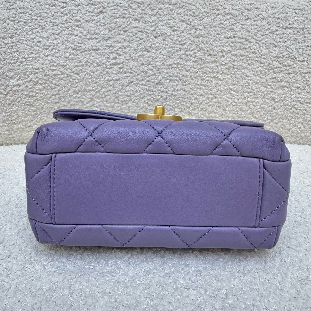 Chanel Mini Square Flap Bag – Purple with Letter Chain, Microchip Version