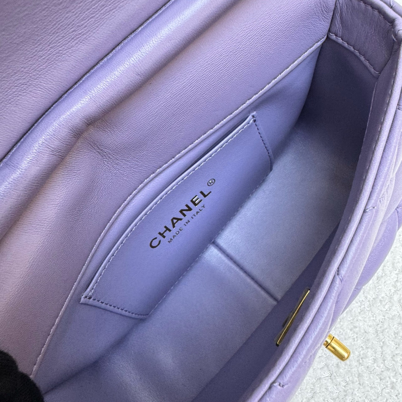 Chanel Mini Square Flap Bag – Purple with Letter Chain, Microchip Version