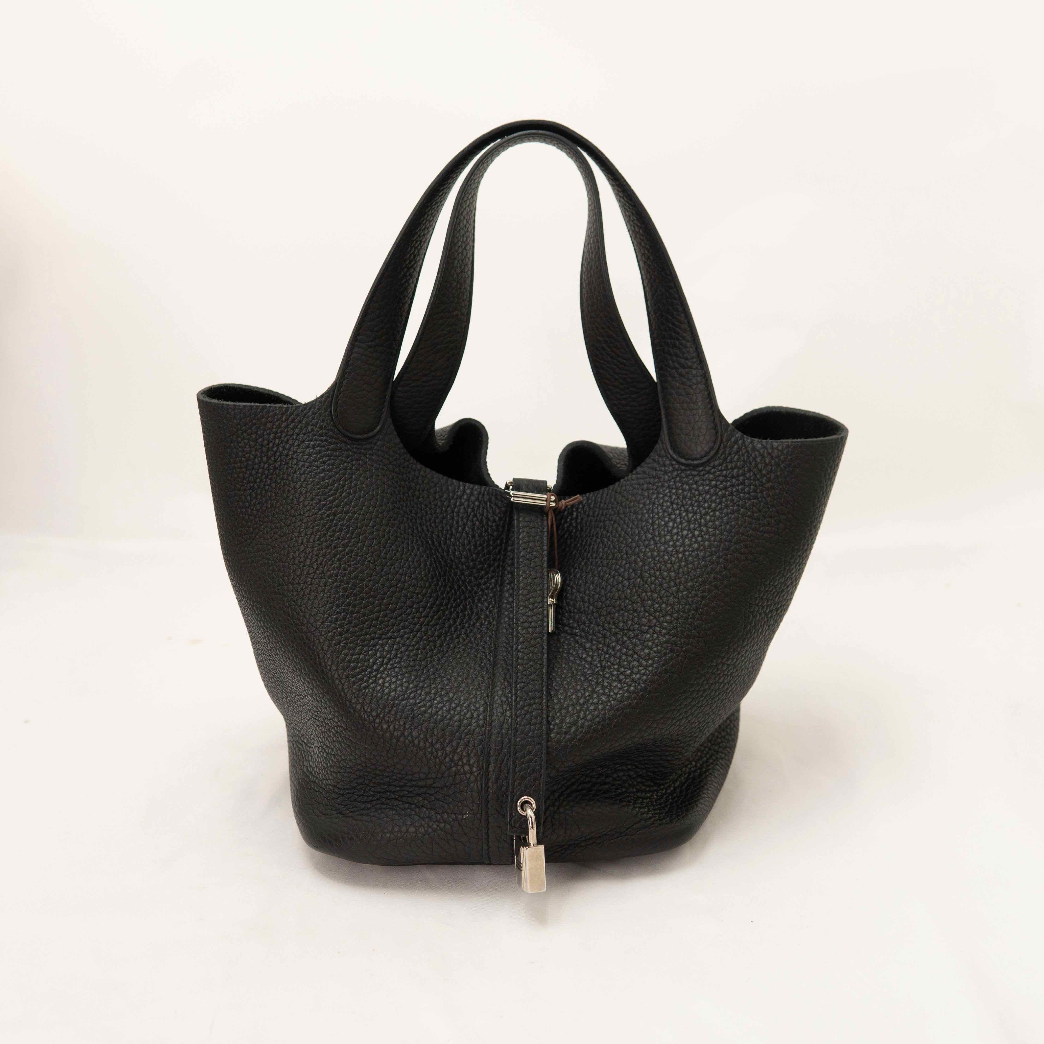 Hermes Taurillon Clemence Picotin Lock 22 MM Black