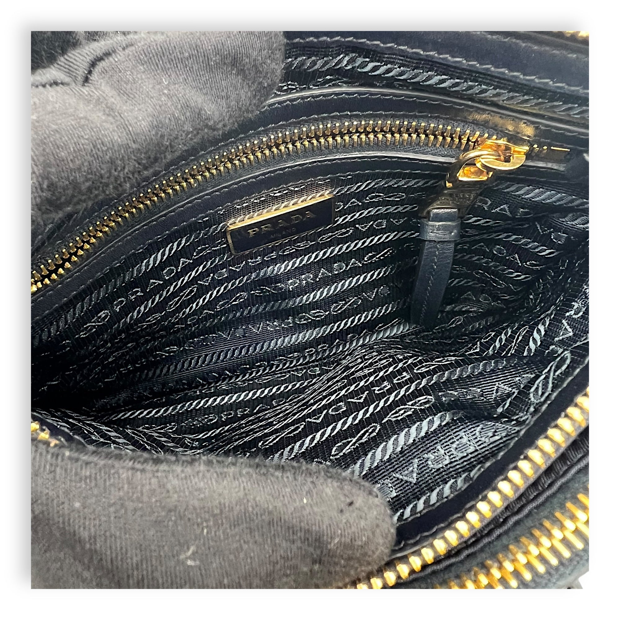 Logo Blue Crossbody Bag in Nylon, Gold hardware