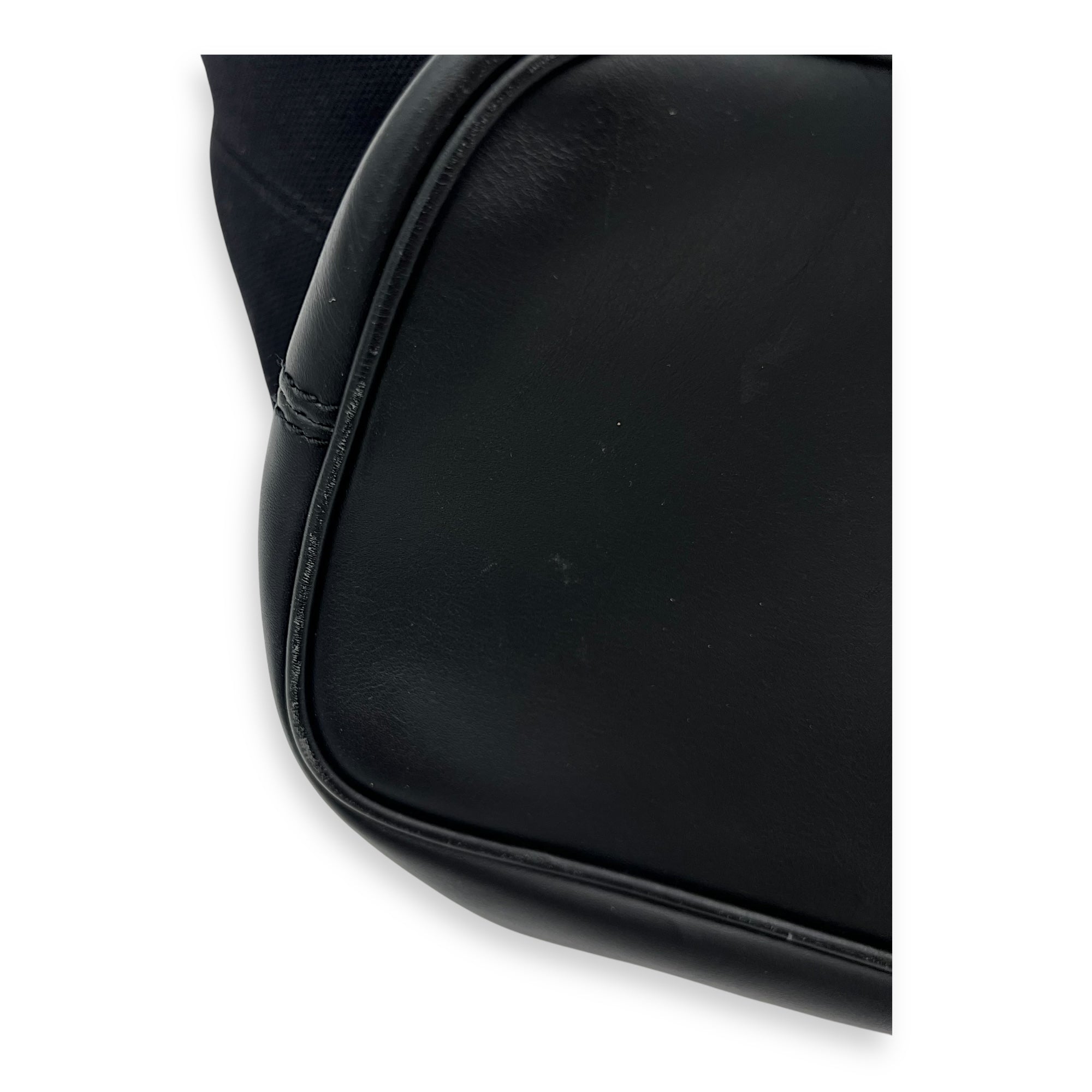Cabas Tote Bag Black in Canvas, Silver hardware