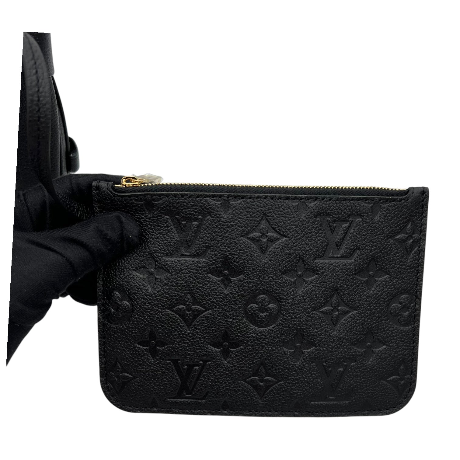 Loop Hobo Black Shoulder Bag in Empreinte Leather, Gold hardware